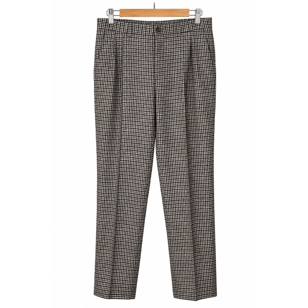 Vintage Breckenridge Womens 16 Wool Houndstooth Pleated Lined Trousers 33W